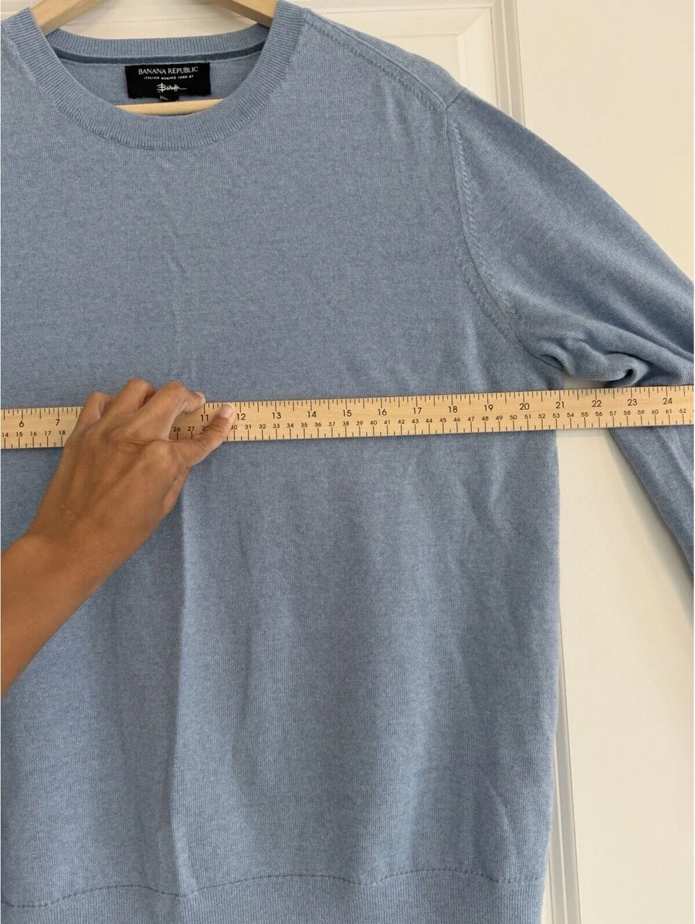 Banana Republic Merino Wool Sweater Men's L Light Blue Barruffa Italian Yarn